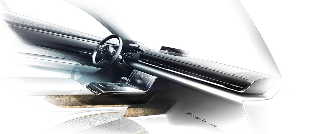 Design du tableau de bord du Mazda MX-30 2022 conçu par le constructeur nippon